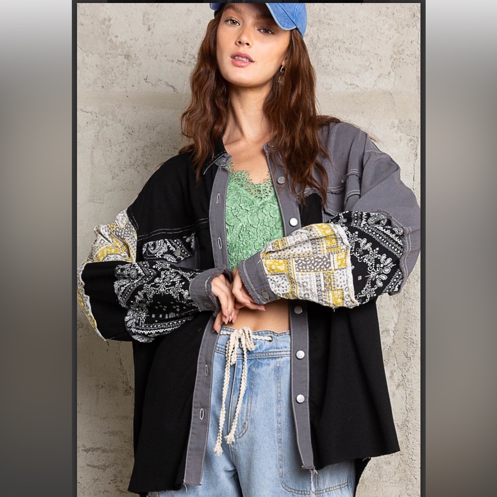 Pol Black And Gray Patterned Jacket - image 3